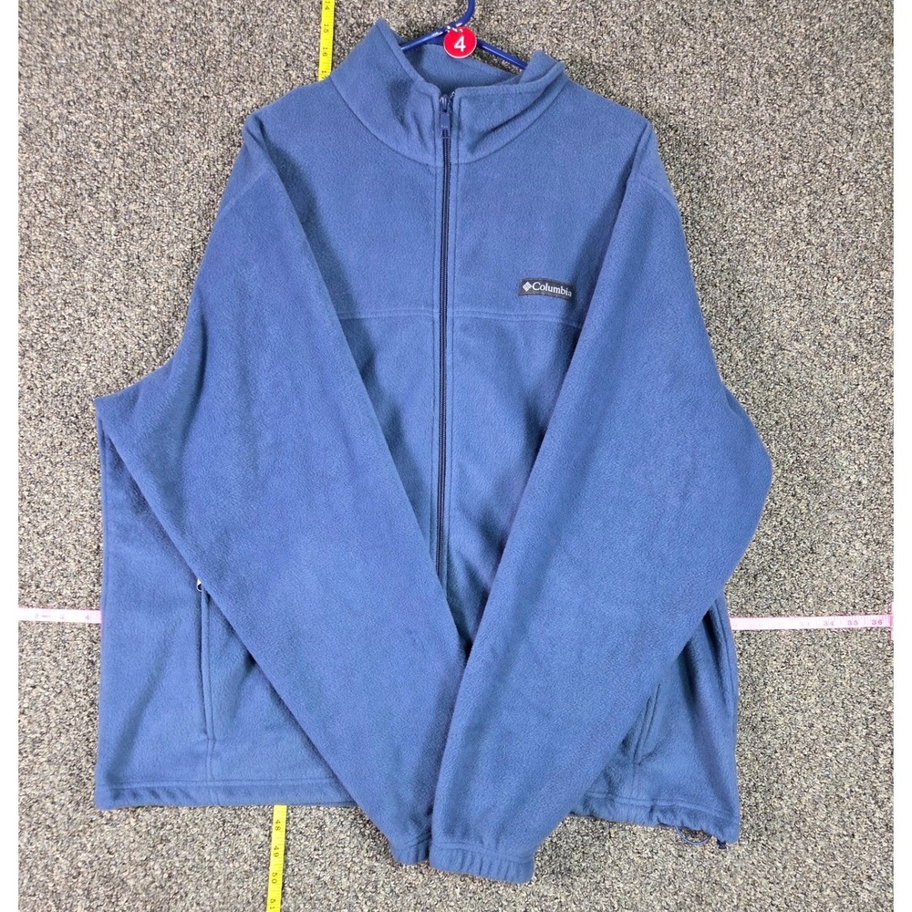 Columbia Fleece Jacket Mens XXL Blue Full Zip Mock Neck Outdoor Layer